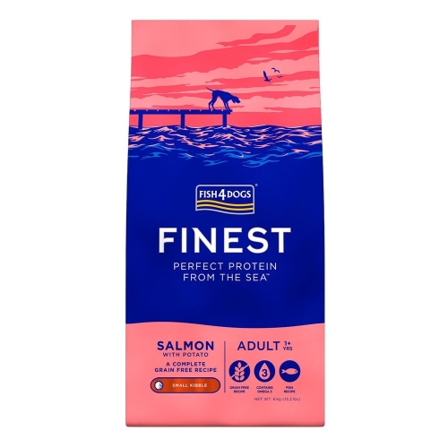 Fish4Dogs Finest Salmon sausas maistas šunims, 12kg, (maž.granulės)