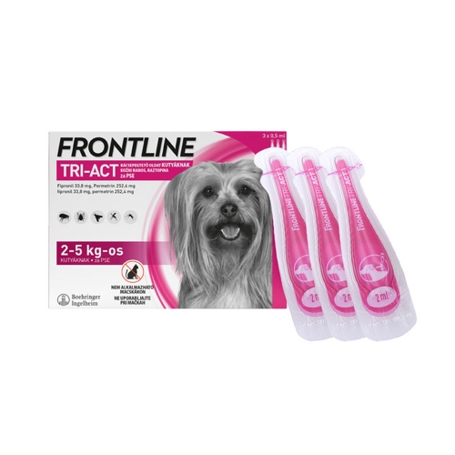 Frontline Tri-Act lašai nuo blusų ir erkių šunims, 2-5 kg, 1 pipetė