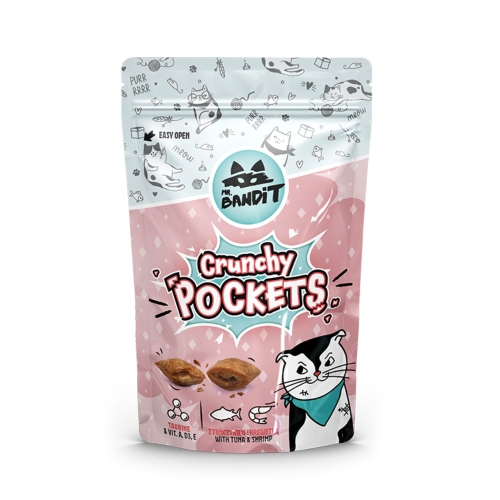 Mr.Bandit Crunchy Pockets skanėstai katėms su tunu ir krevetėmis, 40g