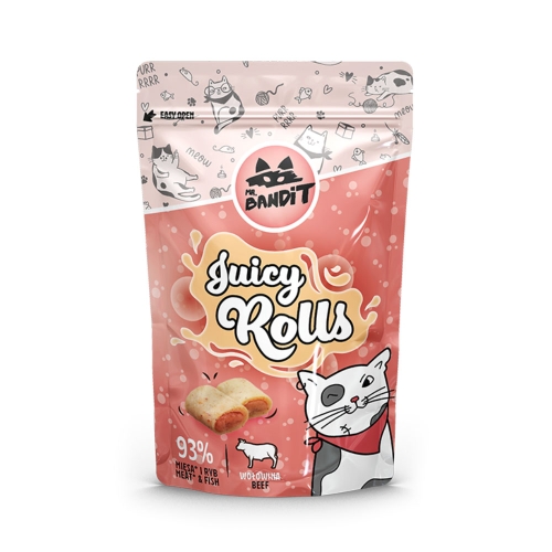 Mr.Bandit Juicy Rolls skanėstai katėms su jautiena, 40g