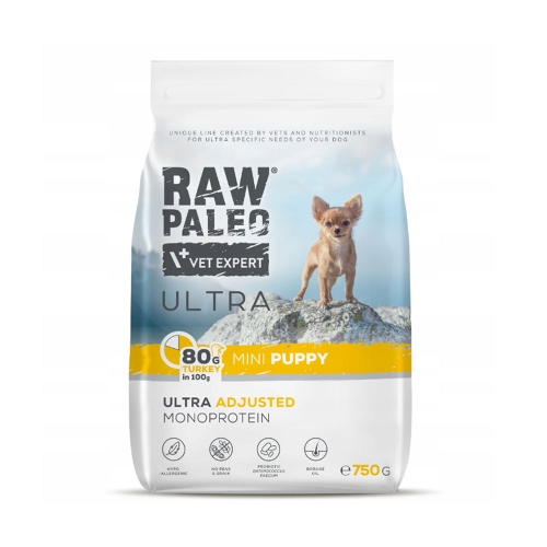 Raw Paleo Ultra puppy mini maistas šuniukams su kalakutiena, 750g