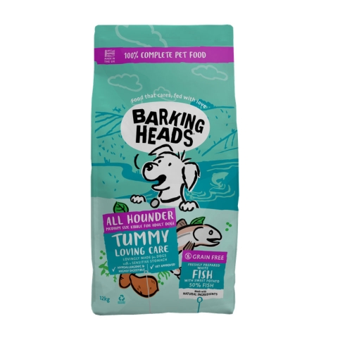 Barking Heads Tummy Lovin Care sausas maistas šunims su žuvimi, 12 kg