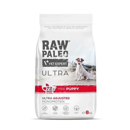 Raw Paleo Ultra puppy mini maistas šuniukams su jautiena, 8kg