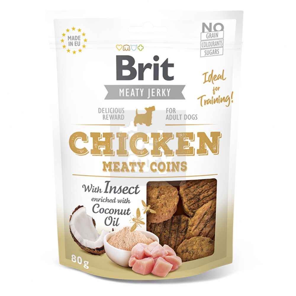 Brit Jerky Chicken Meaty Coins skanėstas šunims, 80 g -  2