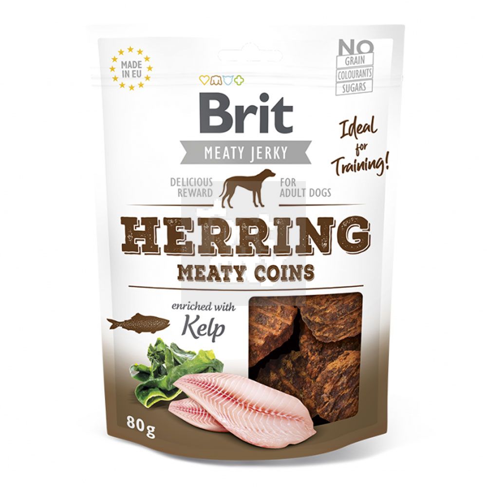 Brit Jerky Herring Meaty Coins skanėstas šunims, 80 g -  2