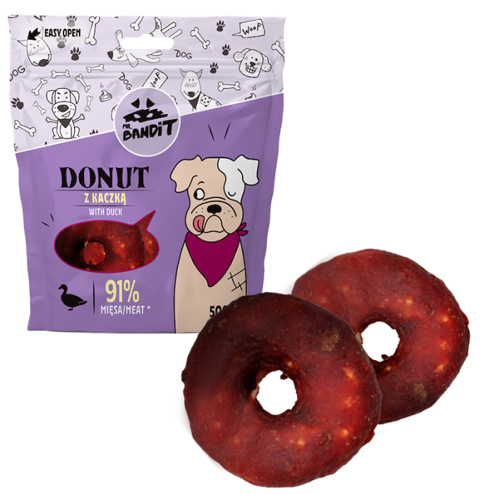 Mr. Bandit Donut skanėstai šunims-spurgytės su antiena, 500 g -  2