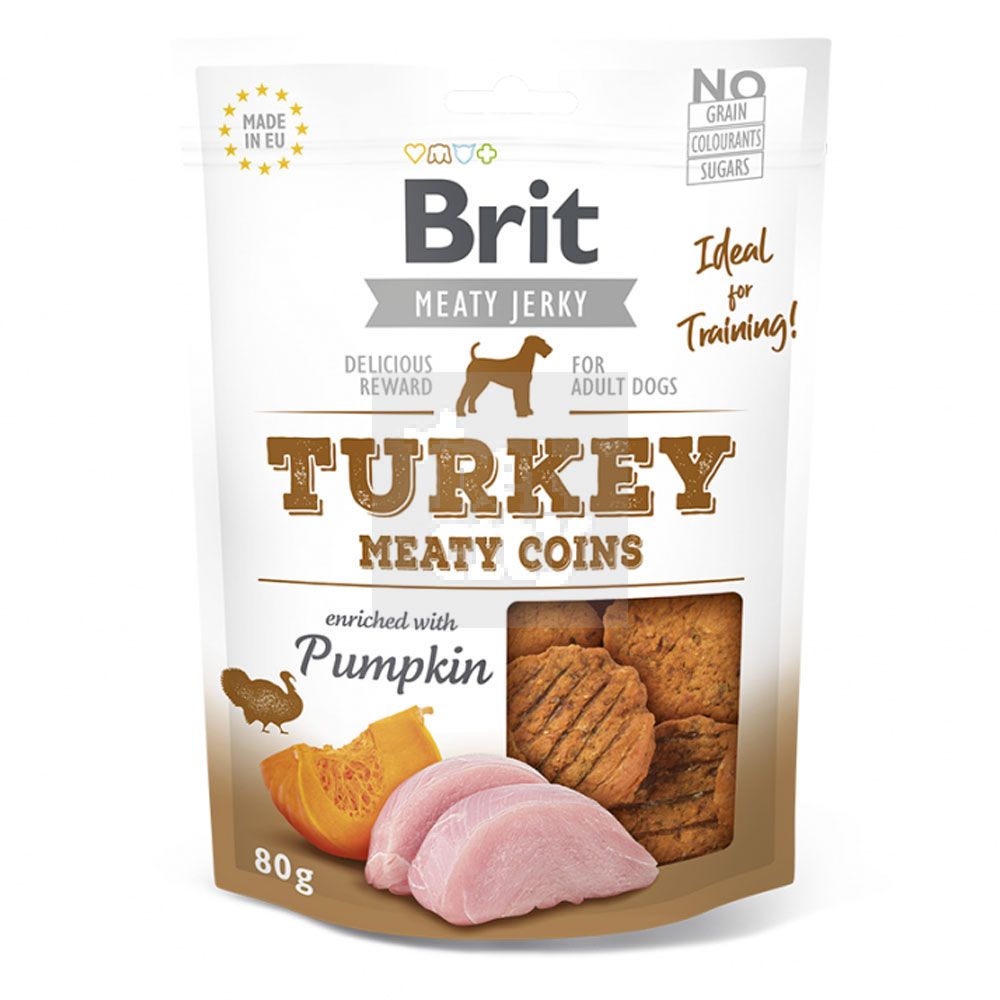 Brit Jerky Turkey Meaty Coins skanėstas šunims, 80 g -  2